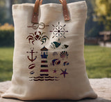 Nautical Rope Crab Sea Shells Lighthouse Anchor Stencil (746)