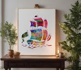 Pirate Ship Sailing Sail Boat Stencil (771)