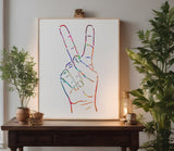 Hand Peace Sign Gesture Bunny Ears Stencil (777)