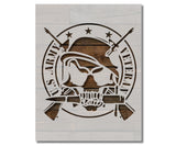 US Army Veteran Military Skull with Guns Stencil (786)