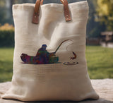 Man Fishing in Boat Stencil (792)