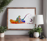 Man Fishing in Boat Stencil (792)