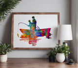 Father and Son Fishing in Boat Stencil (793)