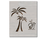 Palm Trees Sailboat Scene Scenery Stencil (799)
