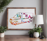 Ambulance EMT EMS Medical Truck Van Stencil (822)