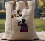 US United States Soldier Saluting American Flag Stencil (840)