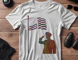 US United States Soldier Saluting American Flag Stencil (840)