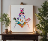 Masonic Freemason Mason Square and Compass Stencil (847)