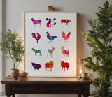 Farm Animals Cow Chicken Goat Sheep Stencil (874)