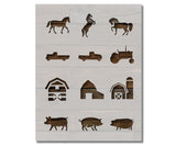 Farm Animals Barns Tractors Stencil (875)