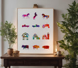 Farm Animals Barns Tractors Stencil (875)