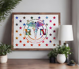 Nurse RN Caduceus 50 Stars Flag Union Stencil (883)