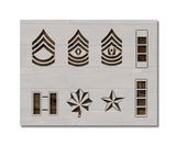 Various US Army Ranks Stencil (904)