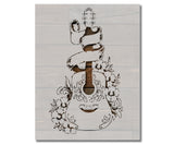 Vintage Floral Guitar Stencil (909)