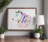 Vintage Floral Wolf Stencil (914)