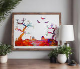 Graveyard Cemetery Halloween Stencil (916)