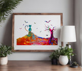 Halloween Spooky Tree Cat Bat Scene Stencil (917)