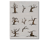 Spooky Halloween Trees Stencil (918)