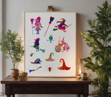 Halloween Witch Hats Brooms Spiders Stencil (919)