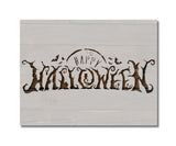 Happy Halloween Trees and Bats Stencil (924)