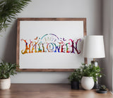 Happy Halloween Trees and Bats Stencil (924)