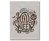 Happy Halloween Pumpkin and Bats Stencil (925)