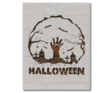 Halloween Graveyard Cemetery Zombie Hands Stencil (928)