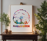 Halloween Graveyard Cemetery Zombie Hands Stencil (928)