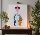 Native American Woman with Feather Headdress Stencil (996)