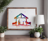 Merry Christmas Manger Nativity Scene Stencil (997)