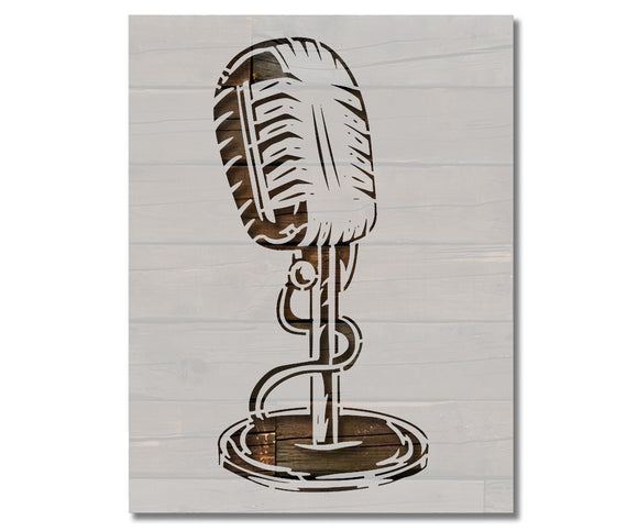 Retro Condenser Microphone Radio DJ Stencil (1005)