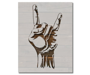 Rock and Roll Horns Hand Gesture Stencil (1007)