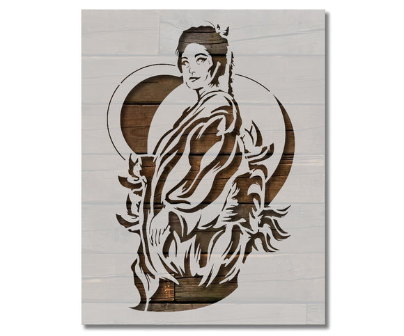 Geisha Japanese Woman in Kimono Stencil (1011)
