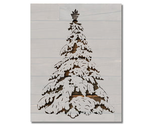 Snow Covered Pine Christmas Tree Stencil (1014)