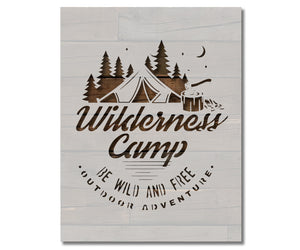 Wilderness Wild and Free Outdoor Adventure Stencil (1017)