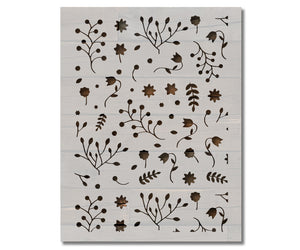 Fall Autumn Floral Pattern Leaves Flowers Stencil (1021)