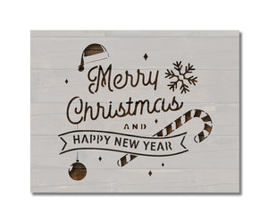 Merry Christmas Happy New Year Santa Hat Snow Flakes Stencil (1024)