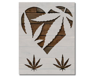 Love Heart Marijuana Pot Leaf Leaves Custom Stencil (14)