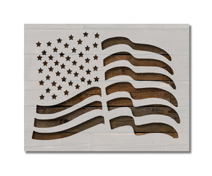 USA US American Flag Waving Wave Wavy Stencil (199)