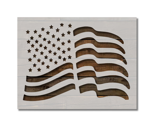 USA US American Flag Waving Wave Wavy Stencil (199) – Stencilville