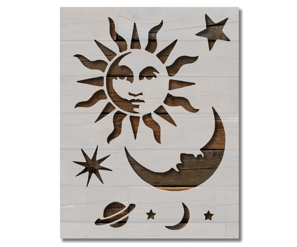 Celestial Sun Moon Stars Ouija Board Stencil (239)