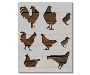 Chickens Rooster Hen Peeps 8.5" x 11"Stencil (30)