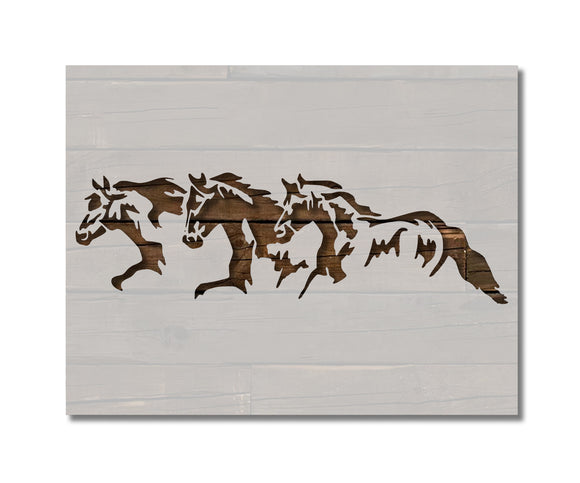 3 Horses Running Horse Pony Custom Stencil (344)