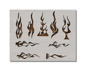 Flames Tribal Flame Fire Pin Stripe Custom Stencil (381)