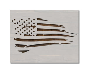Distressed US United States American Flag Stencil (490)