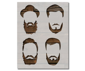 Men Beards hair hat Stencil (522)