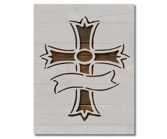 Cross Banner Jesus Stencil (539)