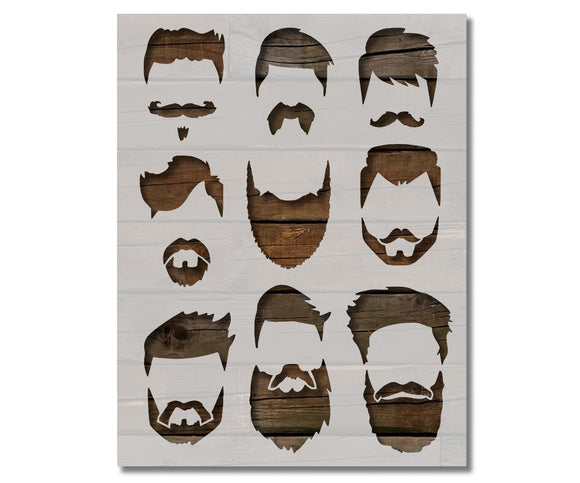 Men Beards Mustache Hair Stencil (557)