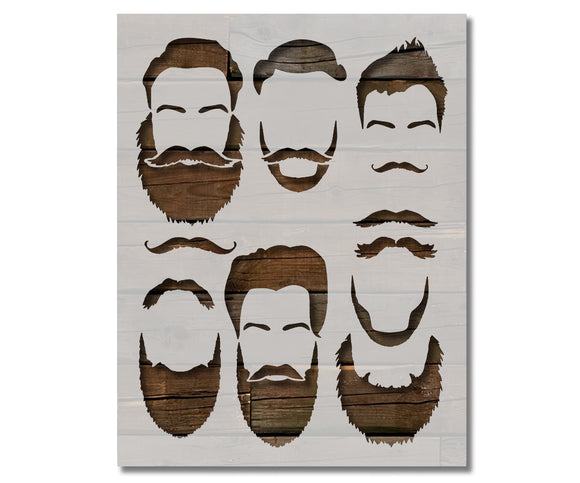 Man Face Eyebrows Beards Mustache Stencil (565)
