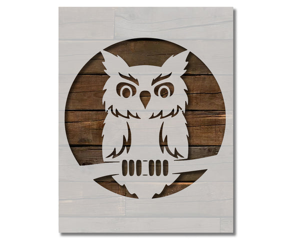Owl Branch Moon Stencil (569)